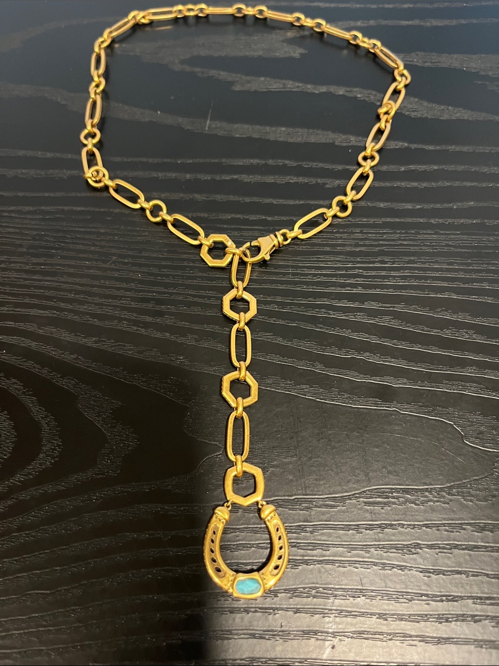 Kendra Scott Yellow Rose Noble Vintage Gold Horseshoe Y Necklace